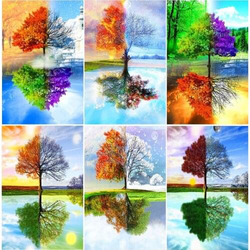 New Landscape 5D DIY Diamond Painting Four seasons Tree Full Square Diamond Embroidery Rhinestone Mosaic Home Decoration Gift