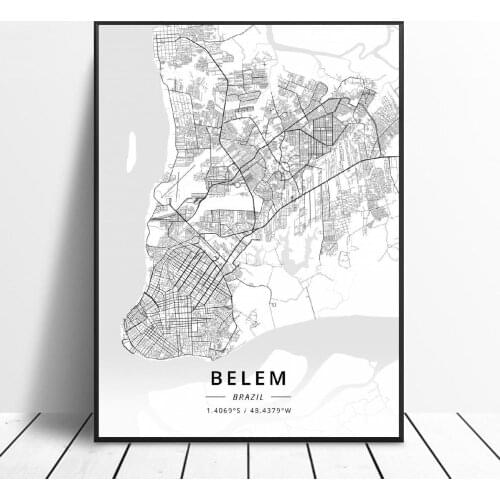 Belem Boa Vista Curitiba Brasilia Fortaleza Belo Horizonte Fortaleza Canvas Art Map Poster