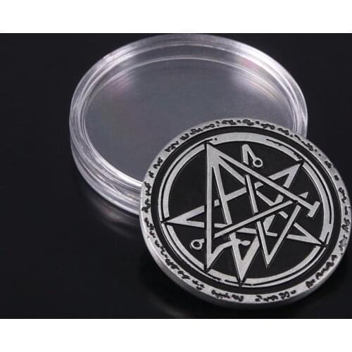 Cthulhu Mythos Necronomicon Coin Keychain Sigil of the Gateway Call of Cthulhu Metal Coin Prop Collection Jewelry Gift