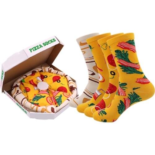 DaiShana Women Socks Personalized Design Pizza Sushi Christmas Set Gift Box Socks Happy Harajuku Skate Cotton Sokken Happy Gift