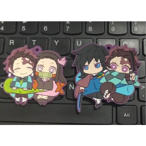 Demon Slayer: Kimetsu no Yaiba original Japanese anime figure rubber Silicone mobile phone charms key chain strap keyring