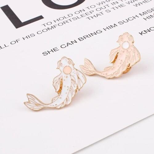Lucky Fish Koi Enamel Pin White Pink Black Brooches Gift Denim Jeans Clothes Cap Bag Pin Badge Button Lapel Pin Gift For Kids