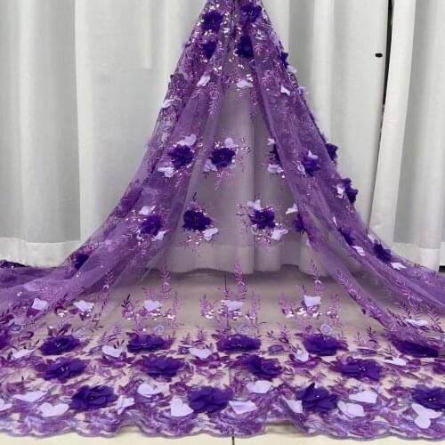 FactoryDirec t3D Flowers French Nigerian Laces Fabrics High Quality Tulle African Laces Fabric Wedding African French Tulle Lace