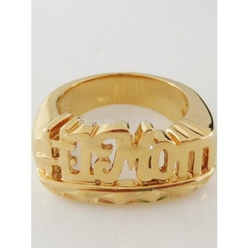 Foromance - YELLOW GOLD GP GEP OVERLAY FILLED WITH BRASS NUMBER ONE MOM BEST MOM WORD RING SIZE 7 9 9.5