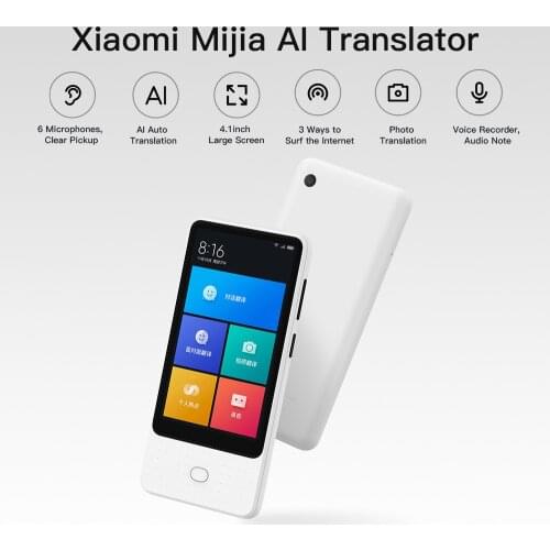 Xiaomi Mijia AI Voice Translator Recorder 1+8GB 18 Languages 4.1 inch Touch Screen 6 Microphone Online Camera Photo Translators