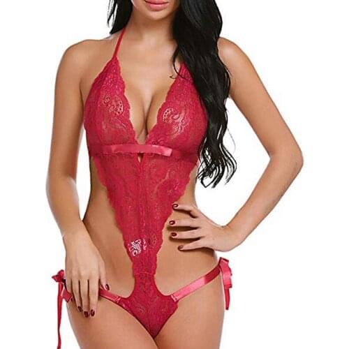 Lace Bodysuit Women Mesh Bodysuit Overalls Sleepwear Sexy Strappy V-Neck Bodysuit Female Body Suit Bodysuits Body Mujer