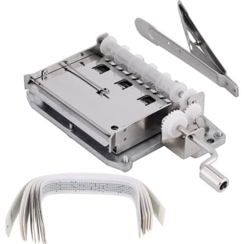 30 Note Tape Hand Crank Mechanical Musical Box Movement + Hole Puncher+ 20 Blank Strip Tapes for DIY Hand Cranked Musi