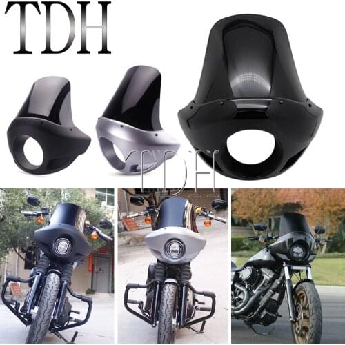 Motorcycle Headlight Mask Fairing Windscreen Front Cowl For Harley Sportster 883 1200 XL Dyna FXD Fat Street Bob With Mount Kit