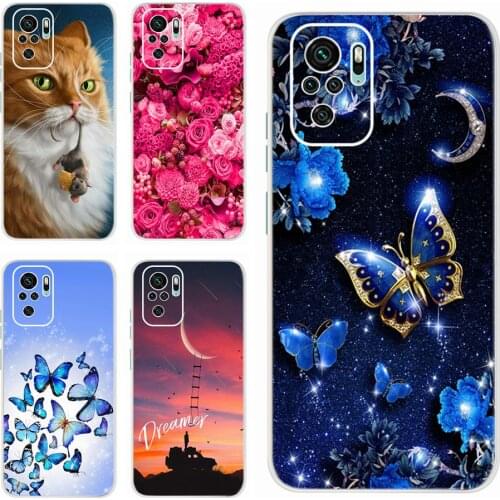 Cute Butterfly Cat Painted Cover For Xiaomi Redmi Note 10 Case Note 10S Soft Slim Fundas For Xiaomi Redmi Note 10S Note10 S Case