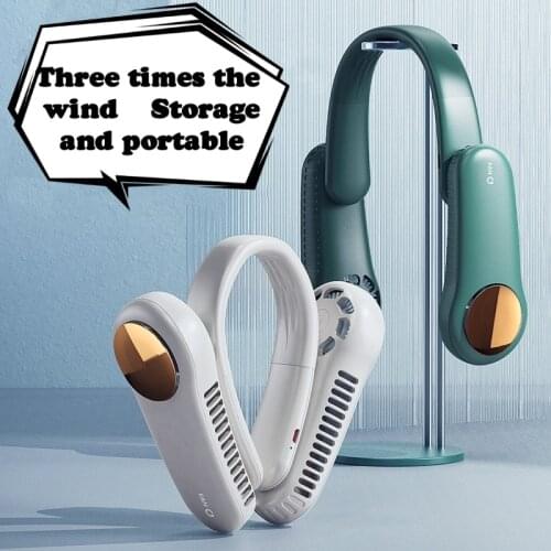 Mini Neck Fan Portable Bladeless USB Rechargeable Mute Sports Fans Leafless Hanging Fans Air Cooler