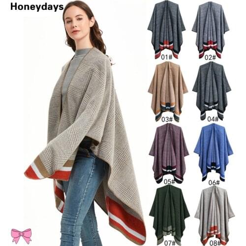 Fashion Cashmere Solid Color Shawl Autumn Thick Warm Ponchos and Capes Air Conditioning Shawls Trend with Shawl Dustproof Cloak