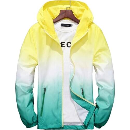 Mens outdoor gradient clothes spring autumn mens jacket couple models men women UV protection windproof jacket plus size S-5XL