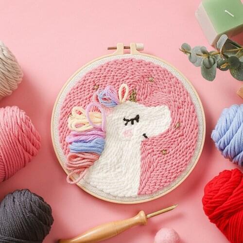 Unicorn DIY Embroidery Kits For Kids 2020 Pink Wool Embroidery Kits For Beginners Cross Stitch Kits Embroidery Needlework Sets