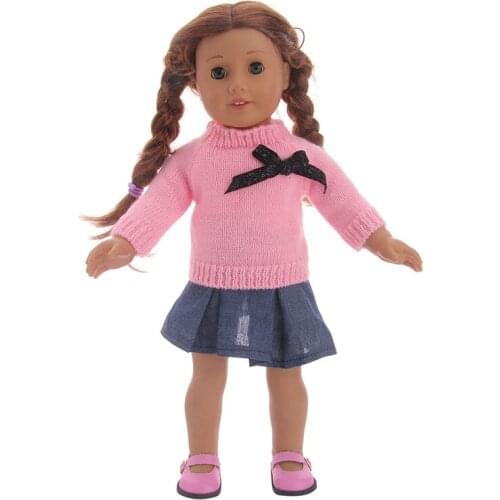 New style popular 3colors Sweater with bow + skirt For 18inch doll/43cm New zaps doll accessories