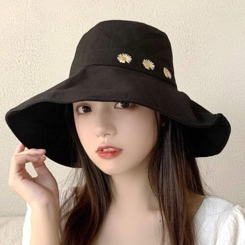 Summer Daisies Foldable Bucket Hat Women Unisex Outdoor Sunscreen Cotton Fishing Hats Hunting Cap Men Basin Chapeau Sun Hats