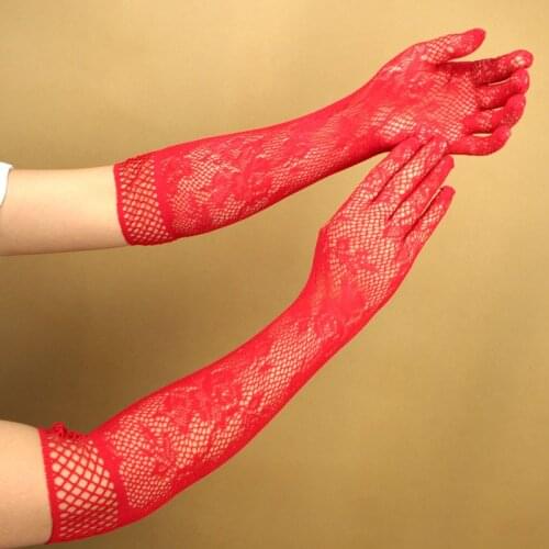 Hollow Out Fishnet Gloves For Role Play Costumes Accessories Women Sexy Lace Transparent Lingerie Pole Dance Night Party Gloves