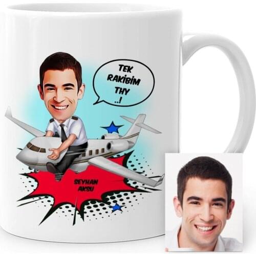 Personalized Captain Pilot Cartoon White Mug Cup