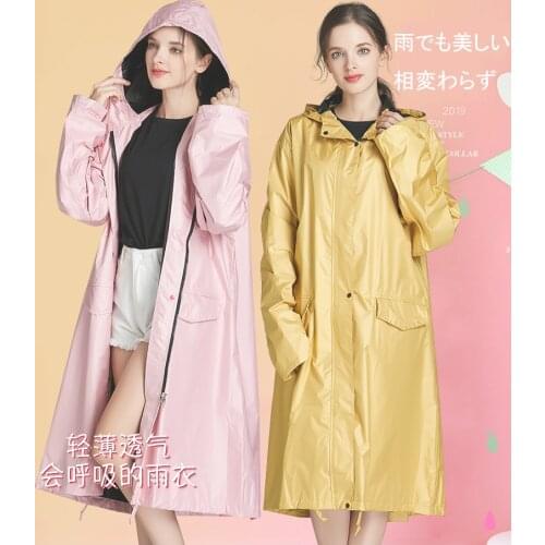 Fashion Long Raincoat Women Waterproof Windproof Hood Ladies Women Waterproof Rain Cover With Hood Sleeves And Pocket