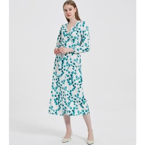 Beach Dresses Summer New Vogue Women Clothing High Waist A-Line Women Dress V Neck Floral Print Dress Holiday Women Sundress