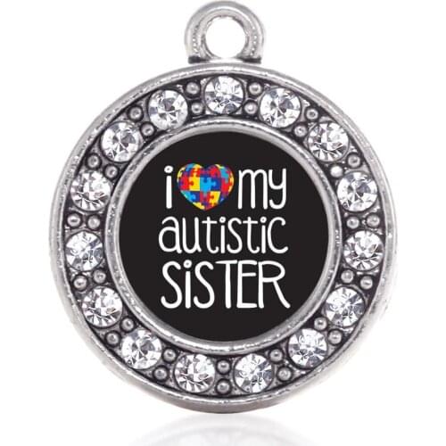 Awareness Disease Survivor I Heart My Autistic Sister Letters Autism Pendants Fashion Jewelry Making Accessories For My Sister