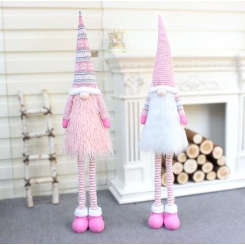 Pink Christmas Decorations Kid Plush Toy Faceless Doll Santa Claus Stocking Dec Xmas Tree Hanging Pendants Merry Christms Decor