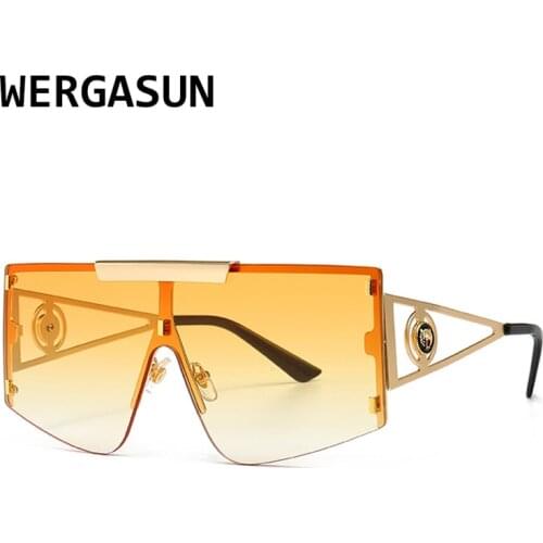 WERGASUN New Rimless Sunglasses Women Gradient Rectangle Sunglasses Men Fashion Sunglasses Brand Designer oversized Eyewear