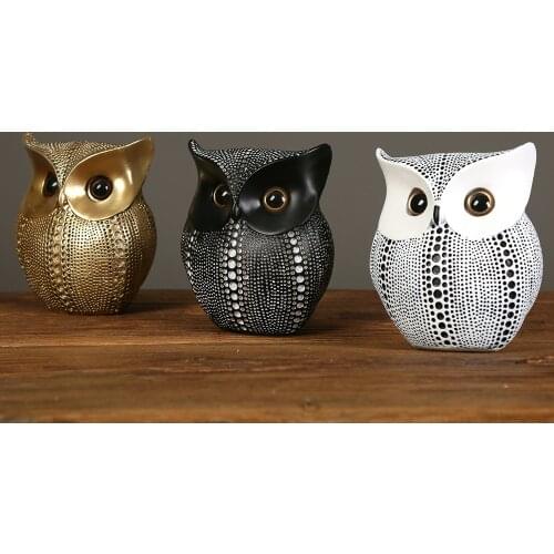 Vintage Golden Owl Figurines for Interior Resin Animal Statue For Home Decor Owl Miniatures Cabinet Decoration Figures Ornament