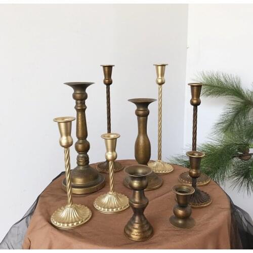 Vintage Metal Candlestick Romantic Home Party Wedding Decoration Iron Candle Holder Gold Bronze Candlelight Dinner Decoration