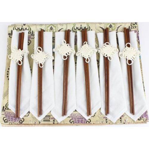 1set/6pcs Chinese Handmade Vintage Silk Placemats Table Napkins & Chopsticks