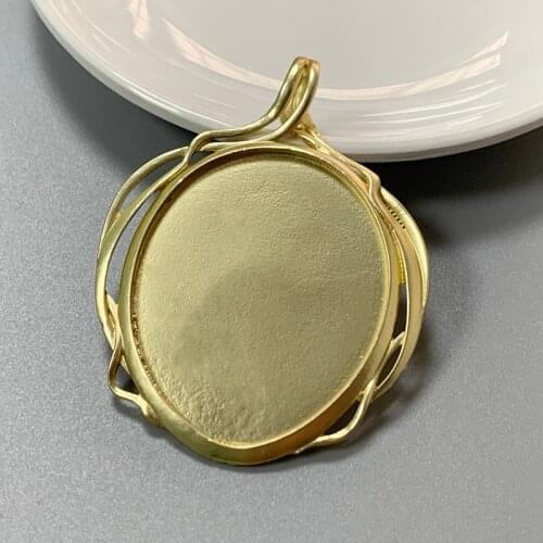1 Piece Matt Gold Large Oval Charms Pendants Base Setting Cabochon Cameo Tray Bezel Blank for Jewellery Making 61x47mm