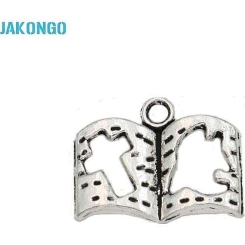 10pcs Cross Jesus Book Charms Antique Silver Plated Pendants for Jewelry Making DIY Handmade Craft 14x19mm