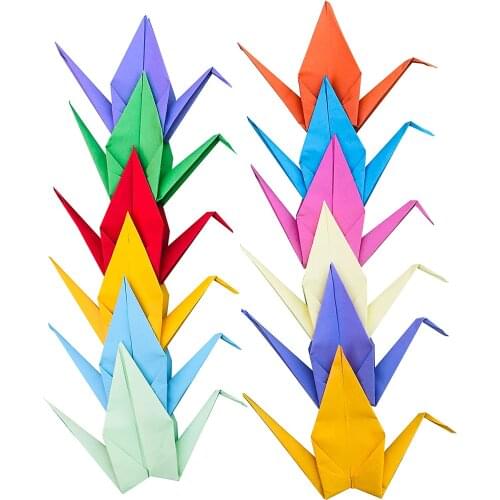 100PCS Folded Rainbow Origami Cranes Premade Paper Cranes Handmade DIY Bird Dove Garlands For Wedding Party Birthday Baby Shower