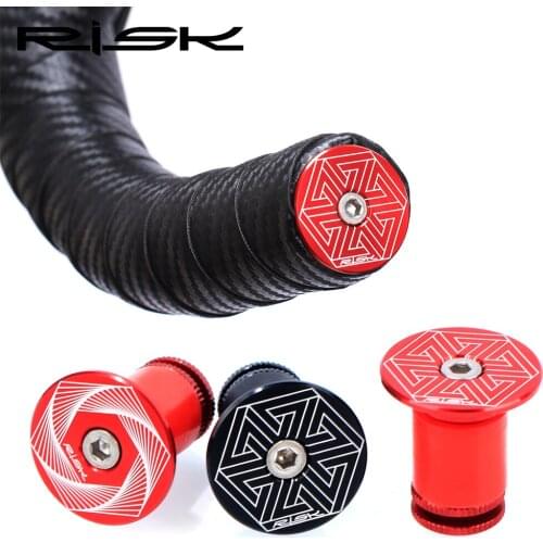 2pcs Aluminum RISK Road Bike Handlebar End Caps Mountain Bicycle Grips End Lock-On Plugs Grips Bar Covers Expanding Plug 15-21mm