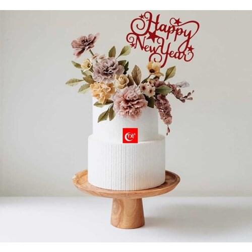 2021 Happy New Year Cake Topper Rose Gold Acrylic Toppers For Christmas Party Cake Home Decorations Xmas New Year Celebrations