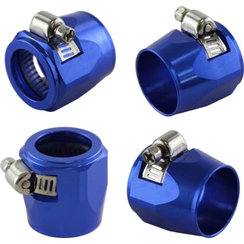 4pcs AN12 25.5mm ID Fuel Hose Line End Cover Clamp Finisher Fitting Blue/Black