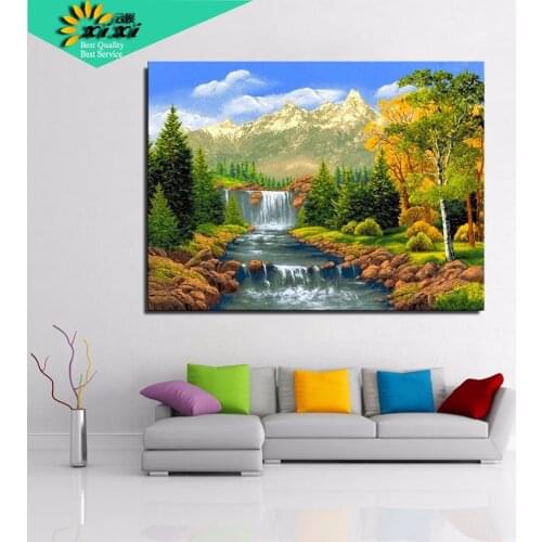 5D Diamond Embroidery Landscape Waterfall DIY Diamond Painting Diamond Mosaic Crafts Gifts Diamond Pattern Rhinestones WX05