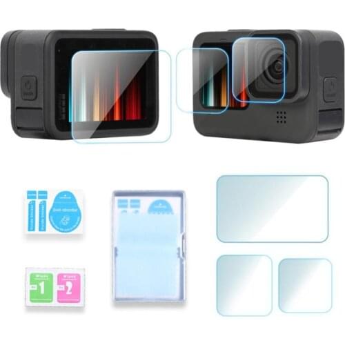 9H Screen Tempered Glass Film Lens Protective Film Front Back Screen Protector Set For GoPro Hero 9 Black Camera Accessories