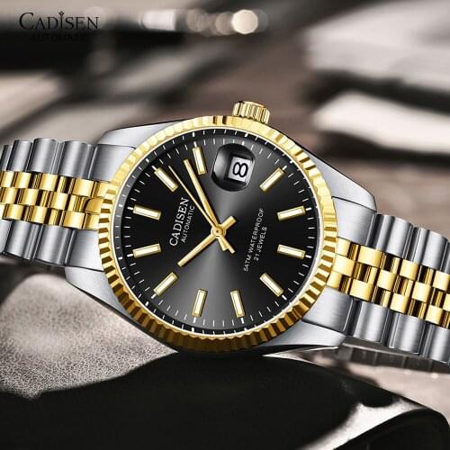 CADISEN Automatic Watches for Men 2021 Luxury Stainless Steel Wristwatch Fashion Waterproof Mechanical Man Watch Relojes часы