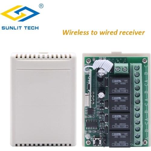 Wireless to Wired Receiver 4 Channel Relay Magnetic Alarm Contact Convert Wireless Signal to Wired