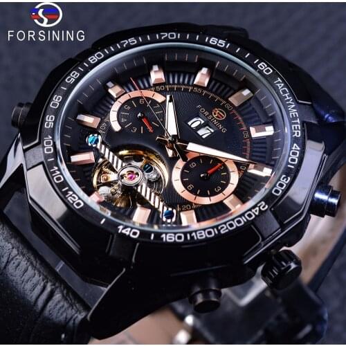 Forsining Steampunk Locomotive Sport Series Mens Automatic Tourbillion Wristwatch Date Display Mechanical Creative Watch Male