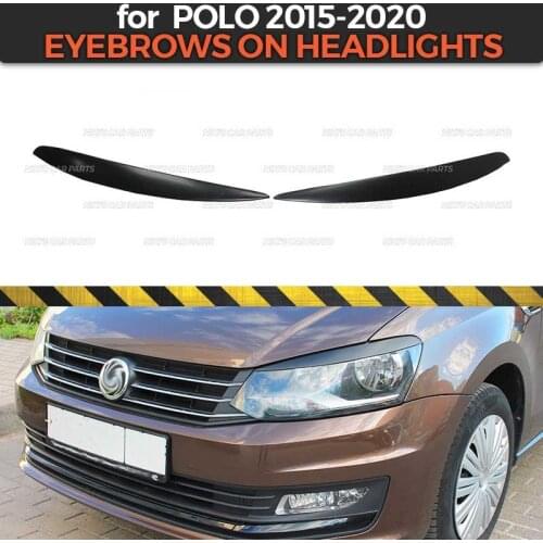 Eyebrows on headlights case for Volkswagen Polo Sedan 2015-2019 ABS plastic cilia eyelash molding decoration car styling tuning