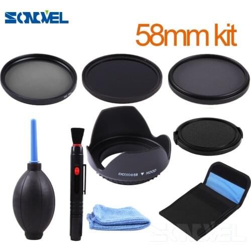 58mm ND2 ND4 ND8 Neutral Density Filter Lens Set+lens hood For Canon 1300D 800D 760D 750D 700D 100D 80D 70D 77D & EF-S 18-55mm
