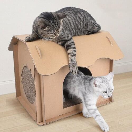Cat Scratch Board Nest Villa House Type Multifunctional Corrugated Paper Cat Nest Integrated Protection Sofa Cat Claw Sharpener