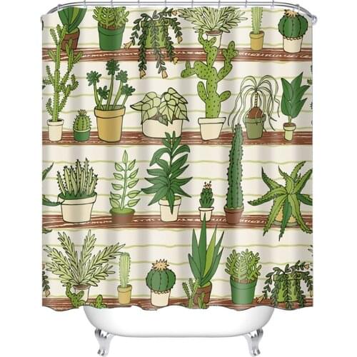 Wild Cactus Forest Blooming Cactus on a Black Succulent Plants Cactus Watercolor Blooming Cactus Flower Shower Curtain