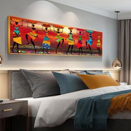 DDHH Cuadros Etnicos Tribal Art Paintings African Women Dancing Oil Painting Picture for Living Room Canvas print Home Decor