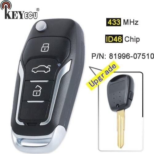 KEYECU 433MHz ID46 Chip P/N: 81996-07510 Upgraded Flip Folding side 1 Button Remote Key Fob for Kia Picanto 2007 2008 2009