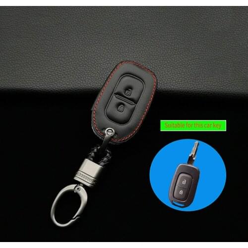 2 Buttons Leather Key Cover Case For Renault Twingo Duster Logan Captur Laguna Scenic Remote Protect Skin Holder Accessories