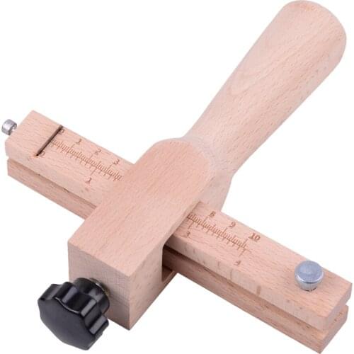 LETAOSK Wood Adjustable Strip and Strap Cutter Craft Tool Leather Hand Cutting Craft with 5 Blade For DIY Professional