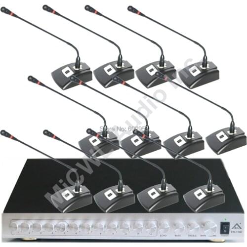 MiCWL Pro 1to 12 Desk Conference Gooseneck Microphone Mics System 12 Meeting Mic 5m Cable 12 Volume control button ECHO BASS
