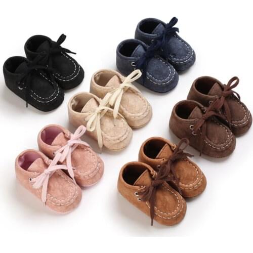 Spring Newborn Baby Shoes PU Suede Leather First Walker Baby Shoes For Boys Anti Slip Soft Bottom Kids Girls Shoes